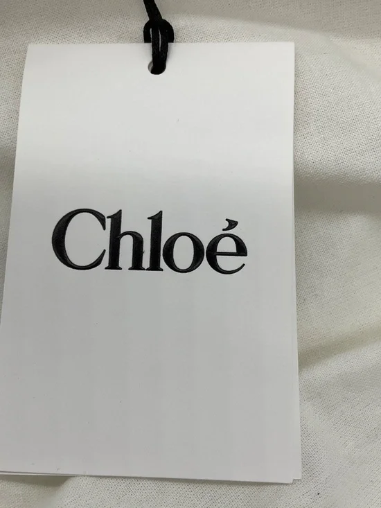 CHLOE SUMMERY BEIGE SUMMER BANANA LOGO RAFFIA CROCHET TOTE BAG - Picture 10 of 16